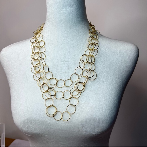 Talbots Gold Circle Necklace triple strand - Picture 2 of 9